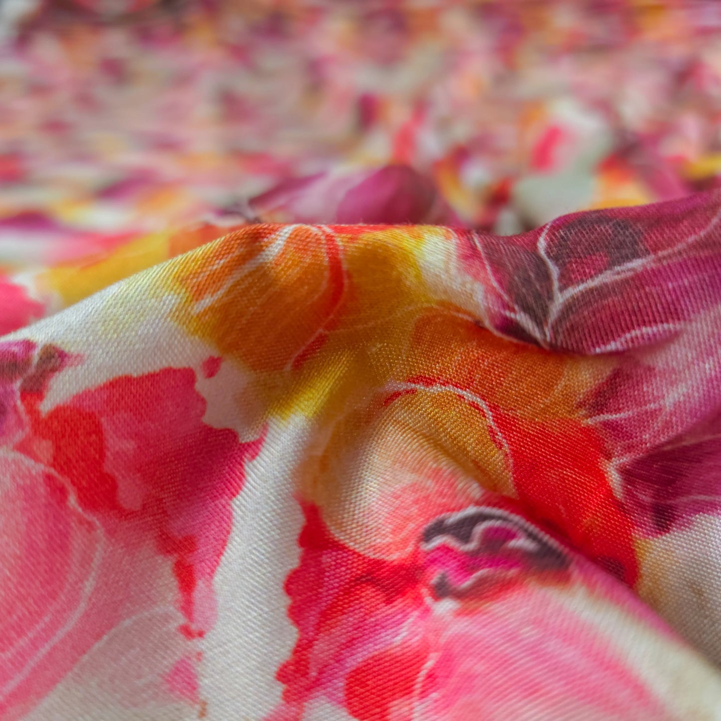 Vibrant Watercolor Floral Printed Muslin Fabric
