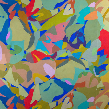 Abstract Multicolor Printed Muslin Fabric
