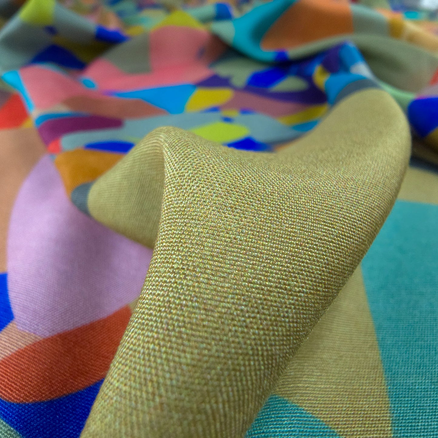 Abstract Multicolor Printed Muslin Fabric