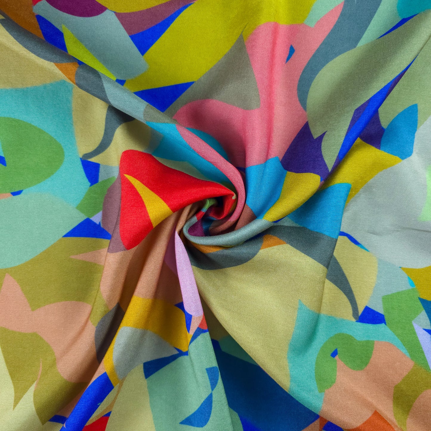 Abstract Multicolor Printed Muslin Fabric