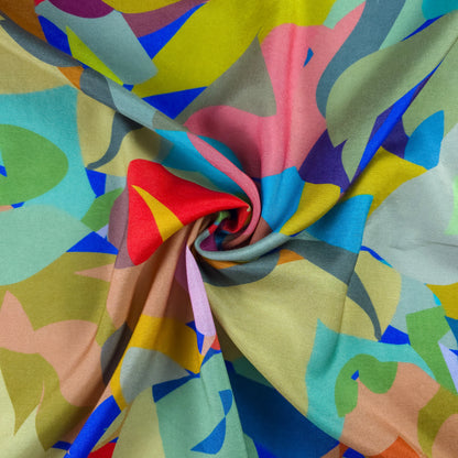 Abstract Multicolor Printed Muslin Fabric
