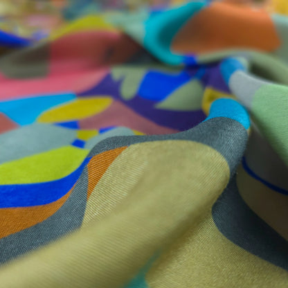 Abstract Multicolor Printed Muslin Fabric