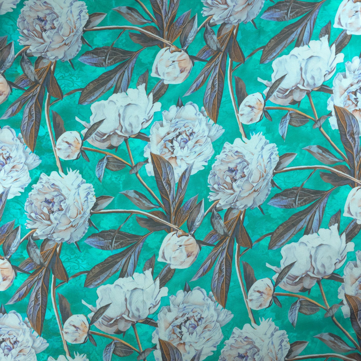 Graceful Peony Vine Printed Muslin Fabric