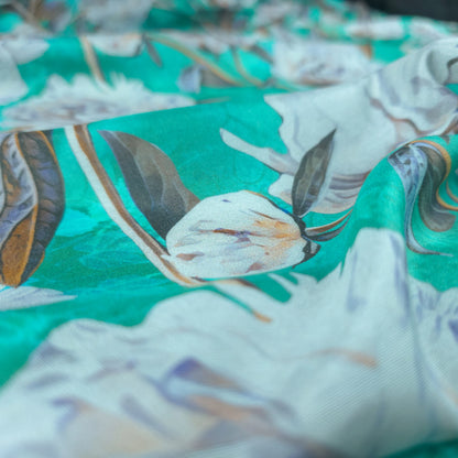 Graceful Peony Vine Printed Muslin Fabric