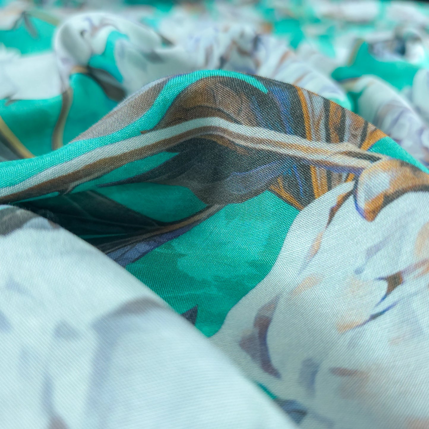 Graceful Peony Vine Printed Muslin Fabric