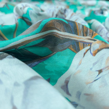 Graceful Peony Vine Printed Muslin Fabric