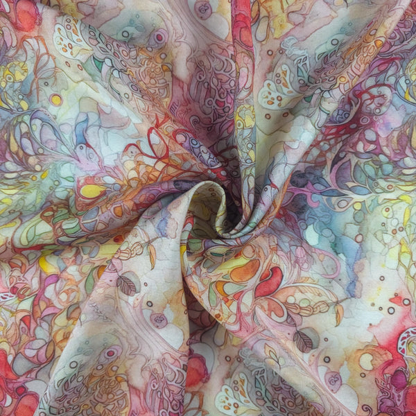 Artistic Dreamscape Printed Muslin Fabric