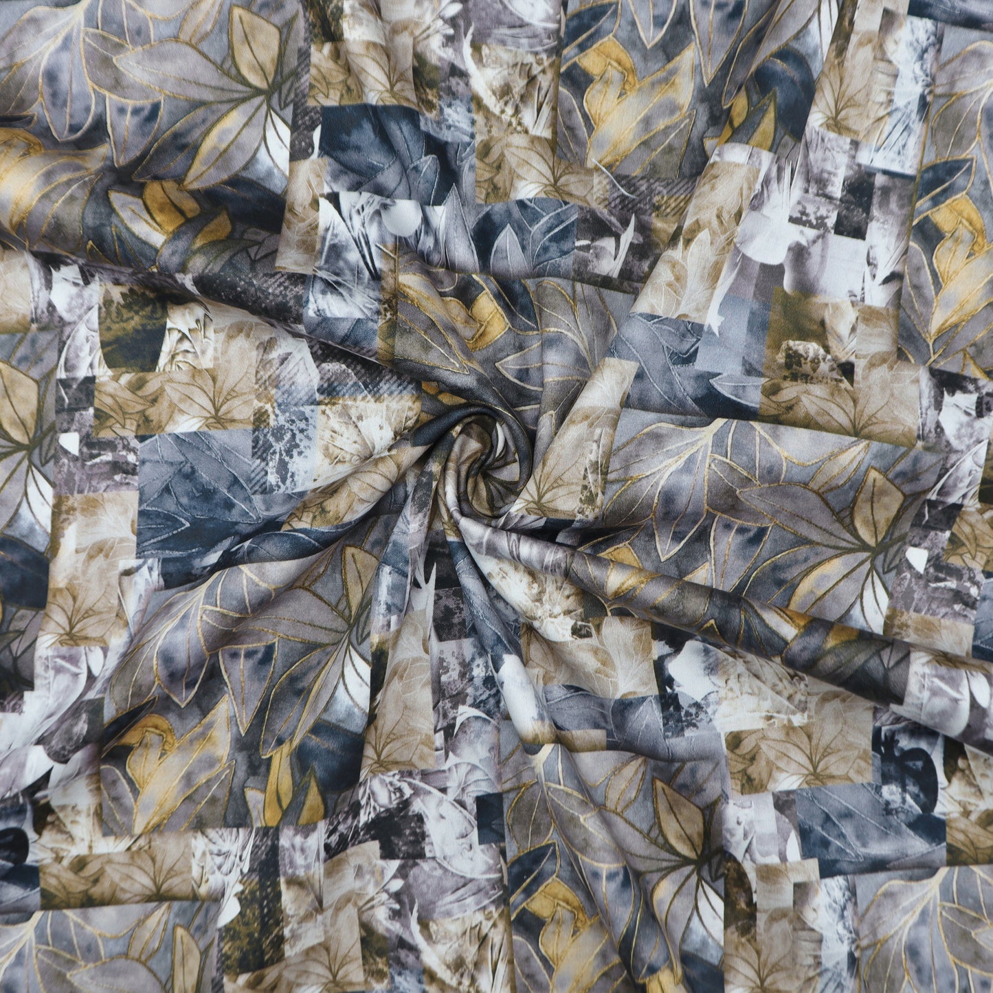 Contemporary Botanical Patchwork Satin Cotton