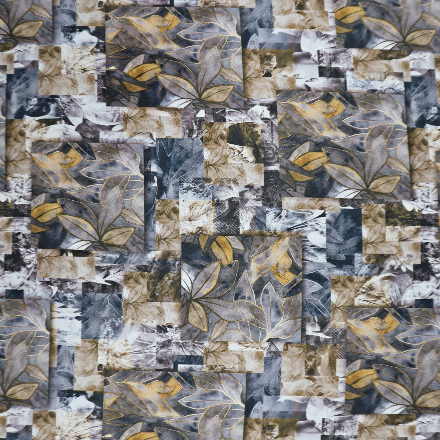 Contemporary Botanical Patchwork Satin Cotton