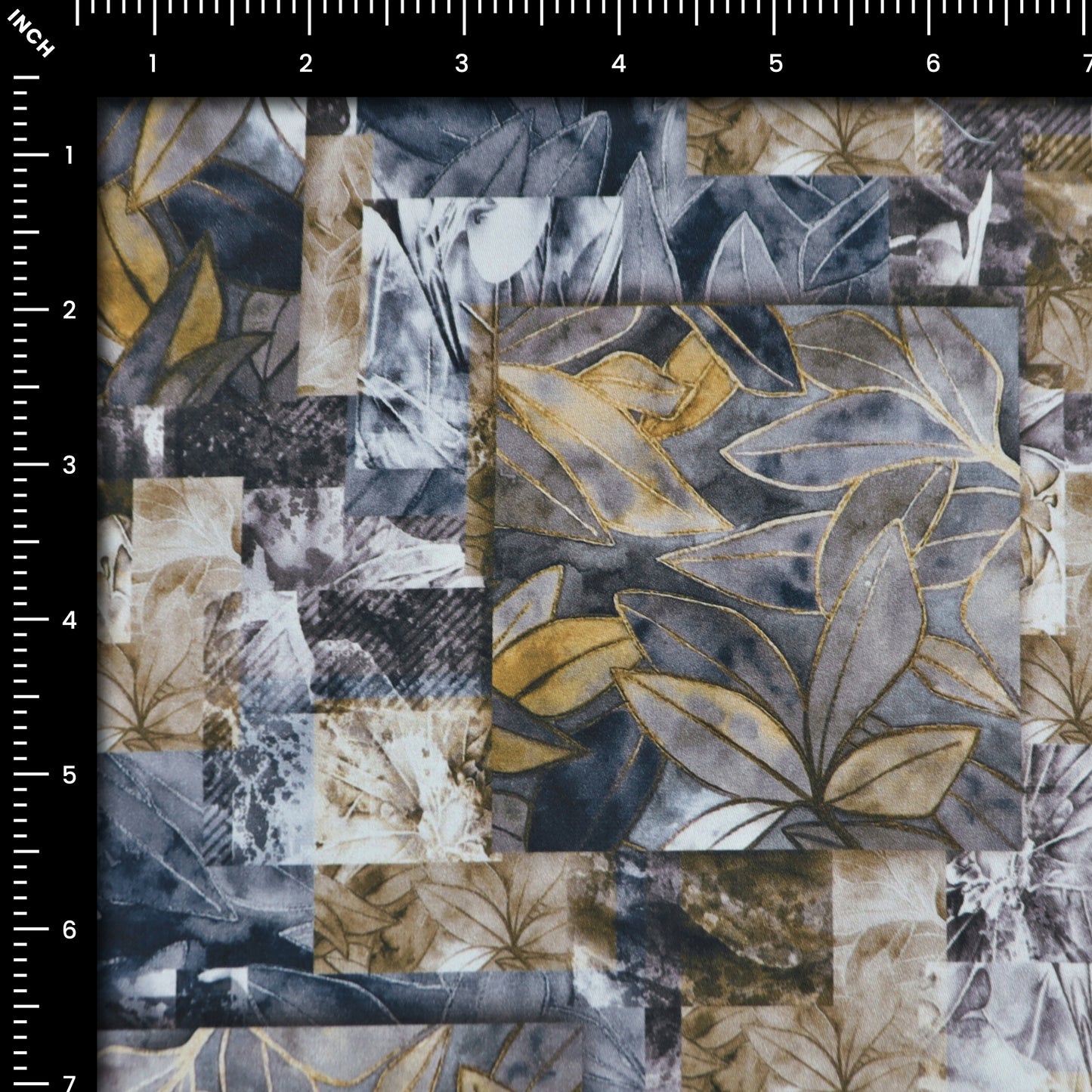 Contemporary Botanical Patchwork Satin Cotton