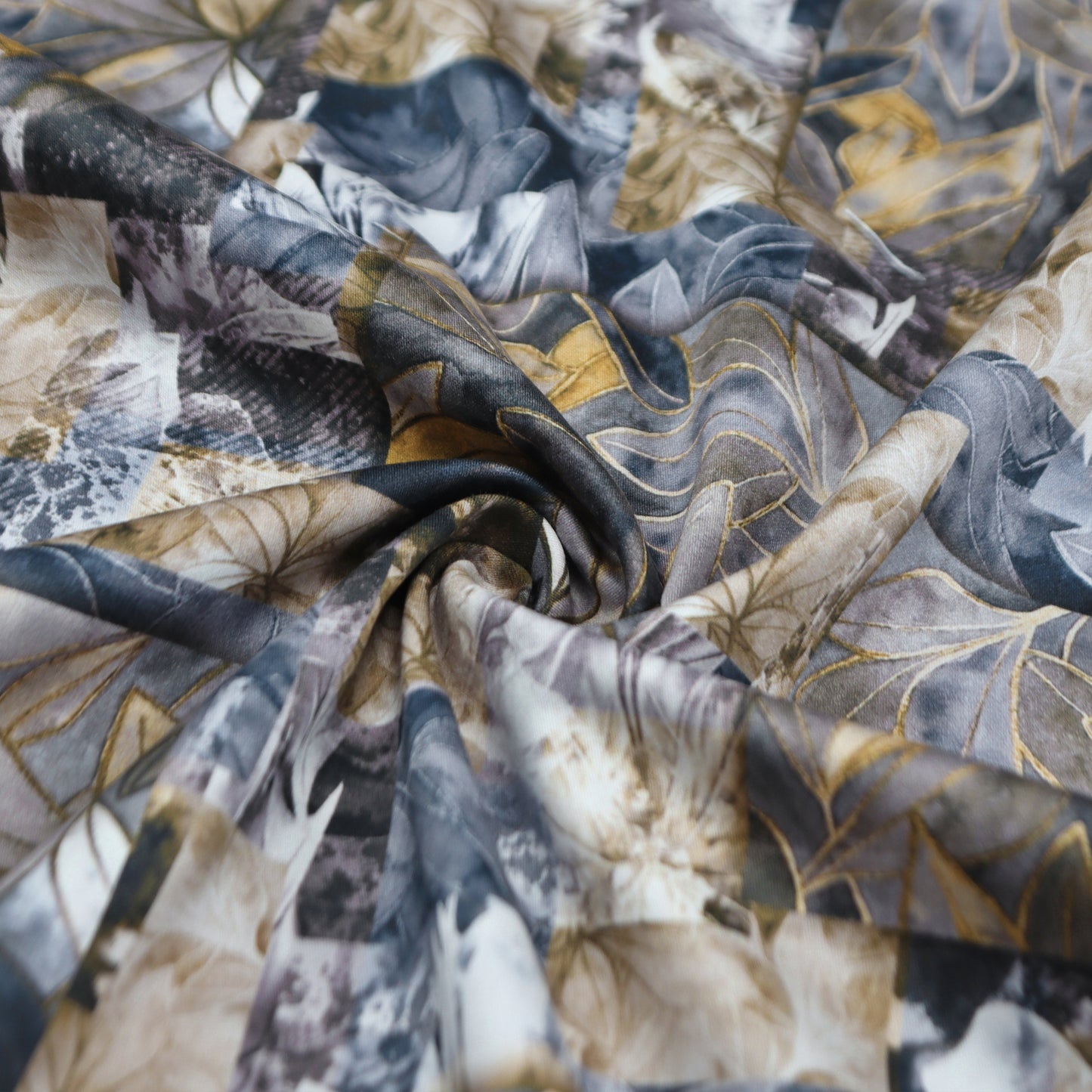 Contemporary Botanical Patchwork Satin Cotton