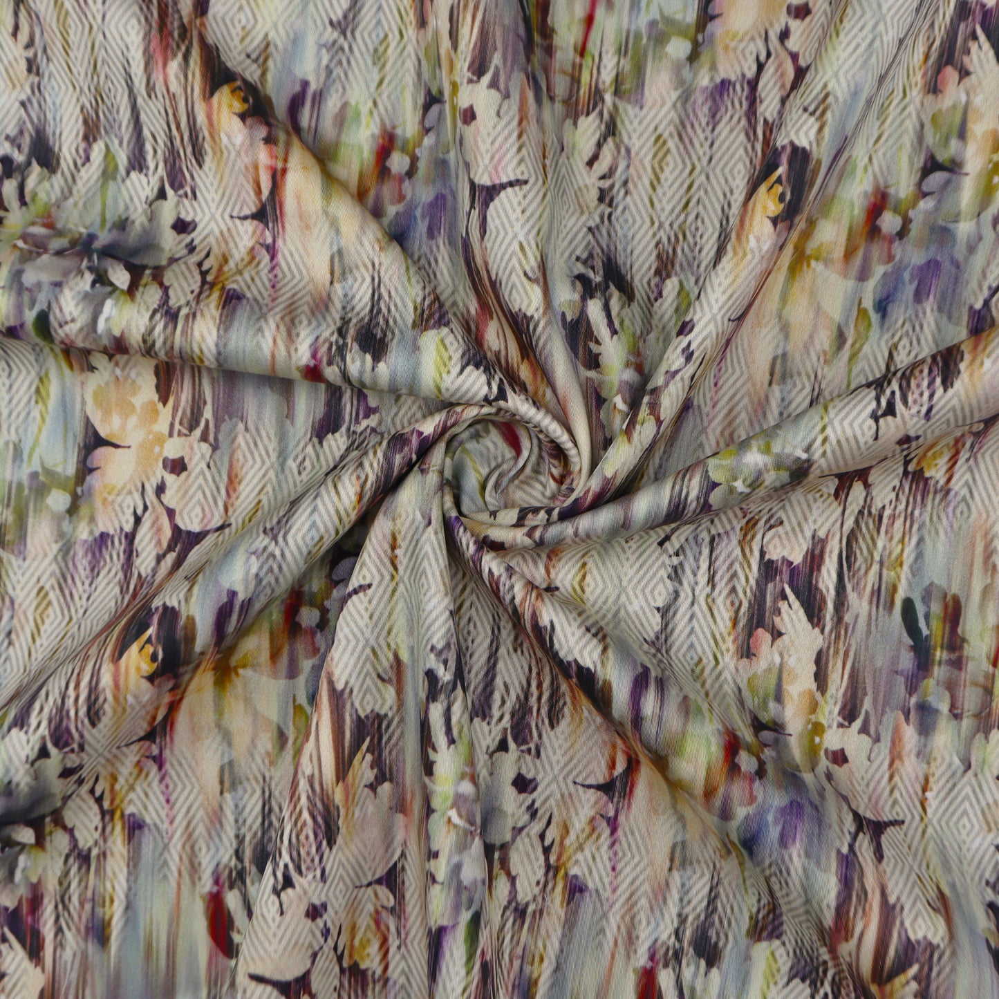 Abstract Floral Textured Satin Fabric