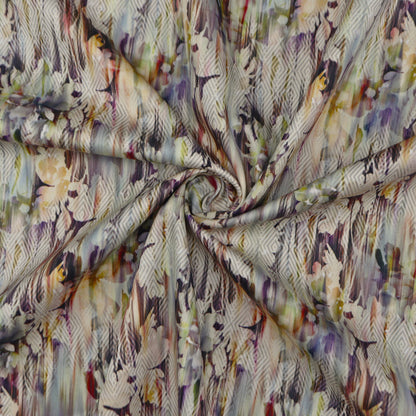 Abstract Floral Textured Satin Fabric