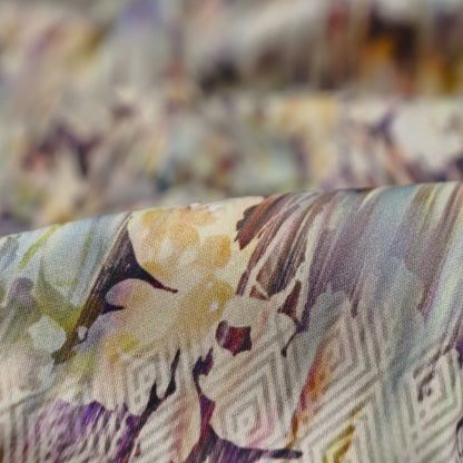 Abstract Floral Textured Satin Fabric