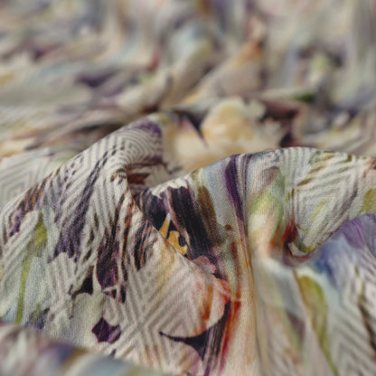 Abstract Floral Textured Satin Fabric
