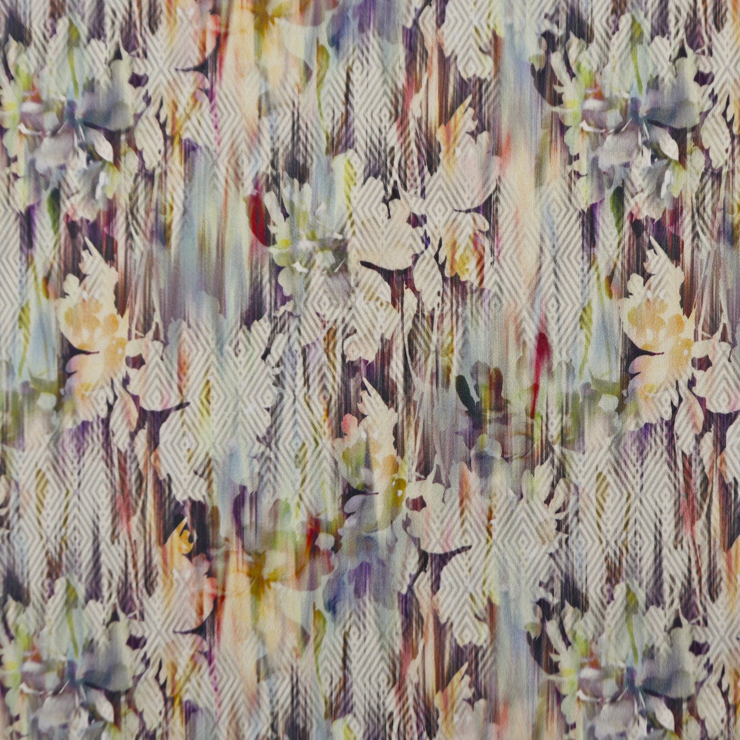 Abstract Floral Textured Satin Fabric
