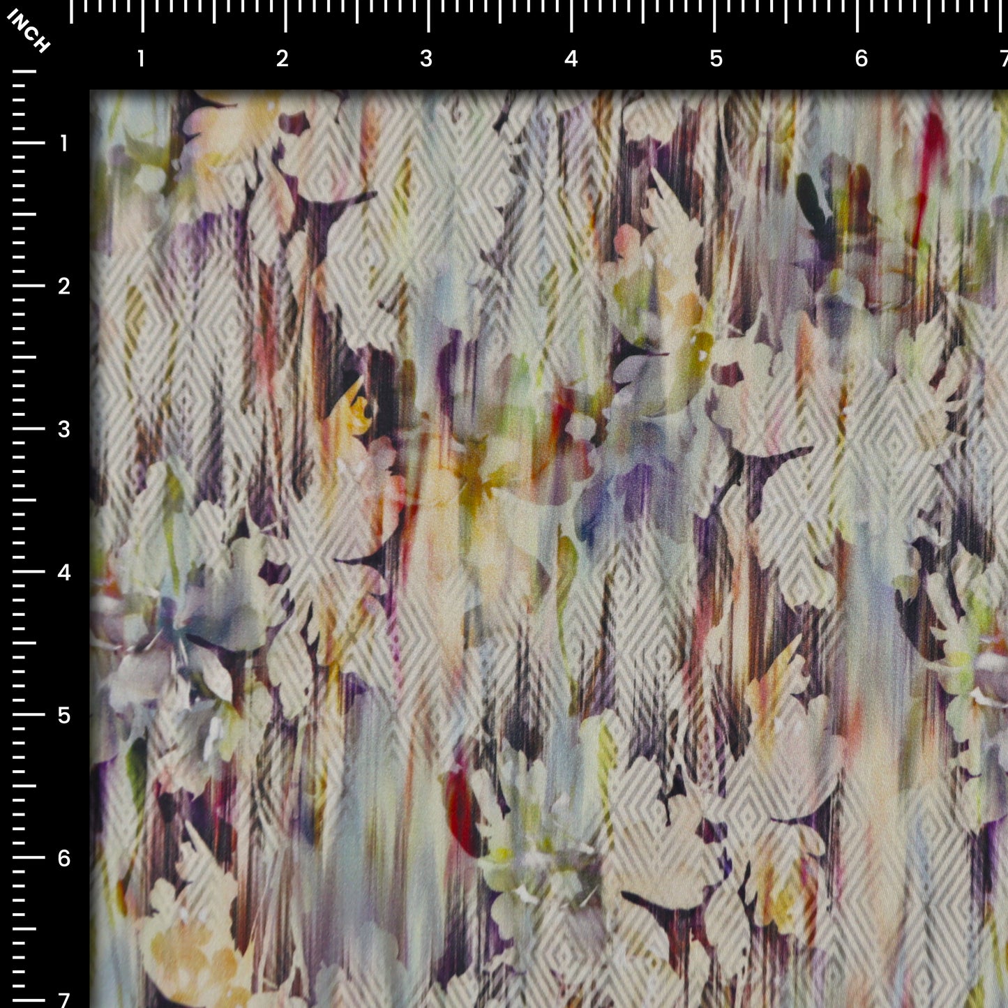 Abstract Floral Textured Satin Fabric