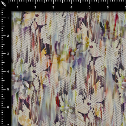 Abstract Floral Textured Satin Fabric