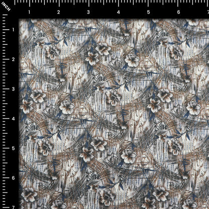 Abstract Floral Brushwork Satin Fabric