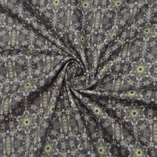 Intricate Kaleidoscopic Satin Fabric