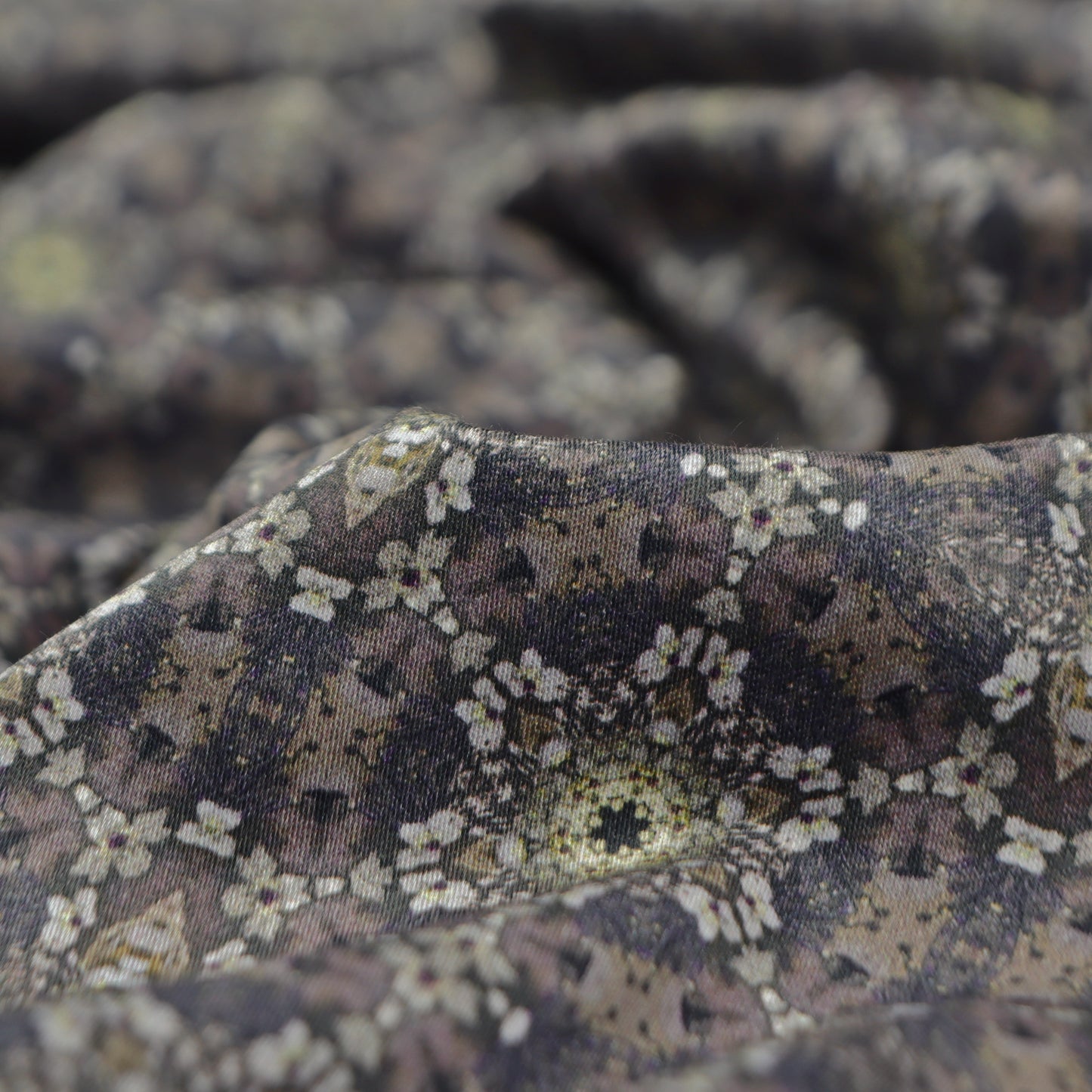 Intricate Kaleidoscopic Satin Fabric