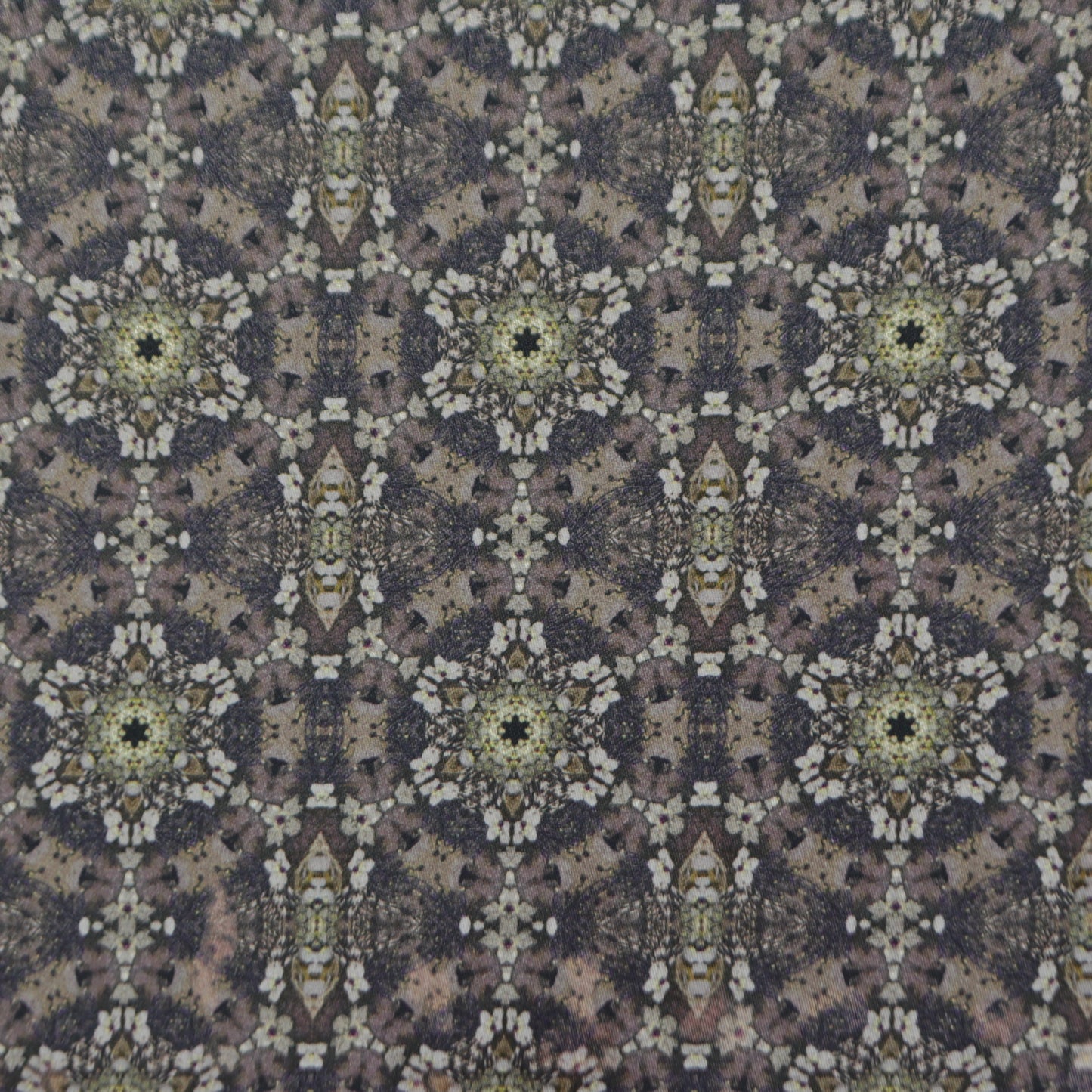 Intricate Kaleidoscopic Satin Fabric