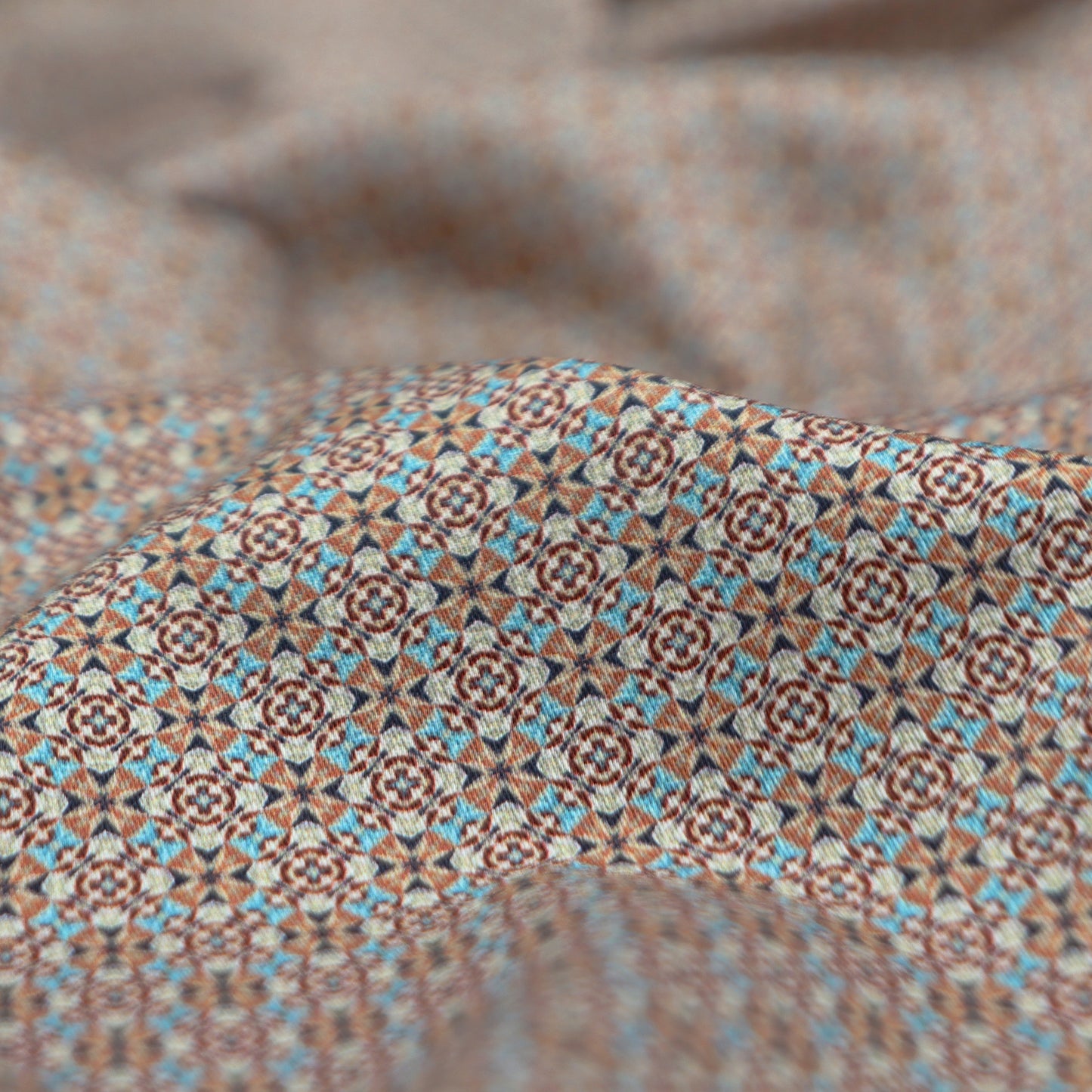 Geometric Mosaic Satin Fabric