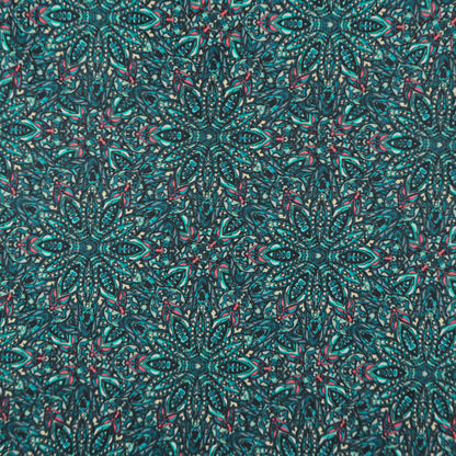 Intricate Kaleidoscopic Motif Satin Fabric
