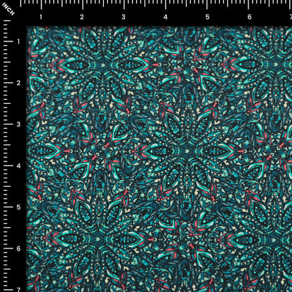 Intricate Kaleidoscopic Motif Satin Fabric