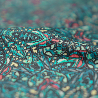 Intricate Kaleidoscopic Motif Satin Fabric