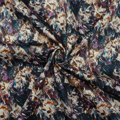 Expressive Botanical Brush Satin Fabric
