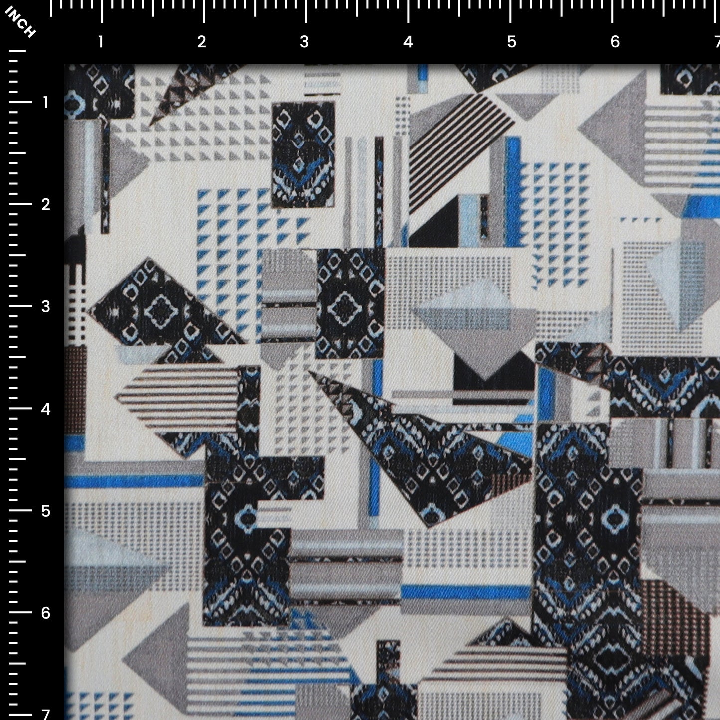 Abstract Geometric Panel Satin Fabric