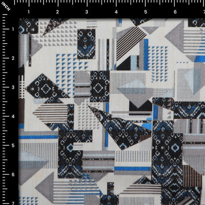 Abstract Geometric Panel Satin Fabric