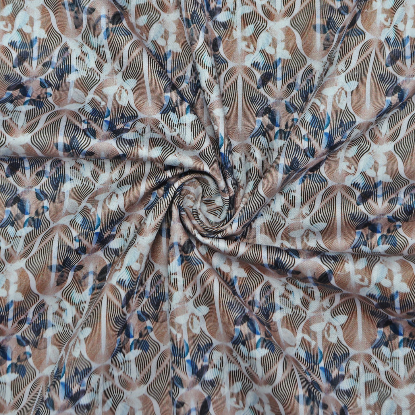 Fluid Line Motif Satin Fabric