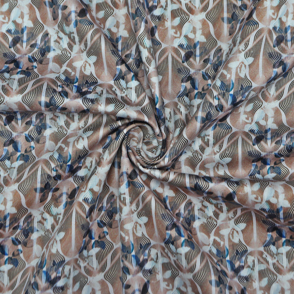 Fluid Line Motif Satin Fabric