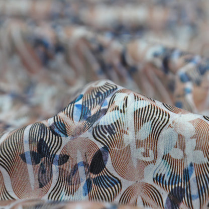 Fluid Line Motif Satin Fabric