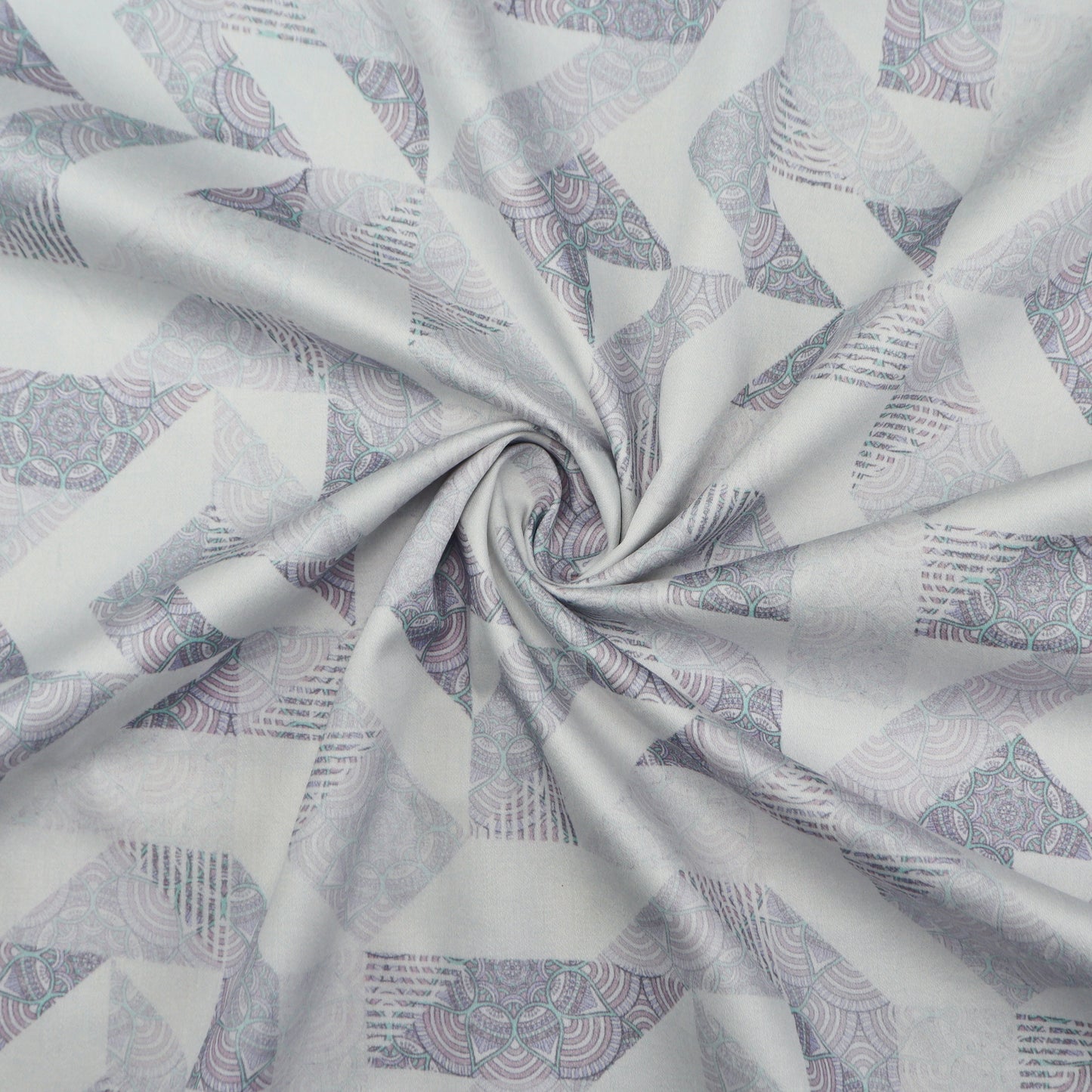 Soft Geometric Overlay Satin Fabric