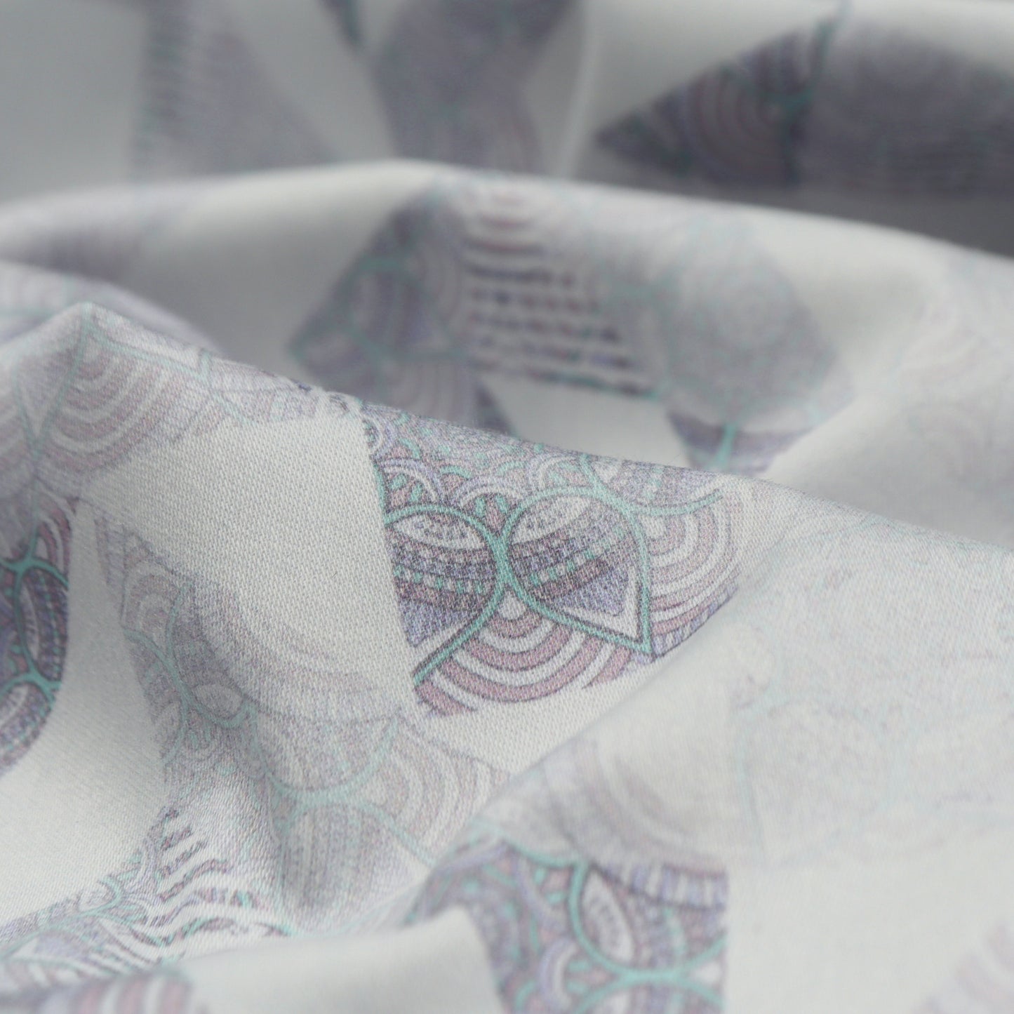 Soft Geometric Overlay Satin Fabric