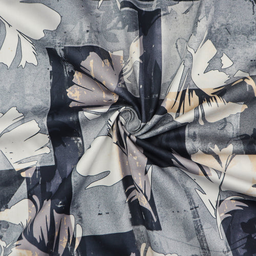 Abstract Botanical Panel Satin Fabric