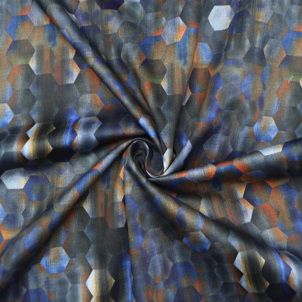 Abstract Hexagonal Satin Fabric