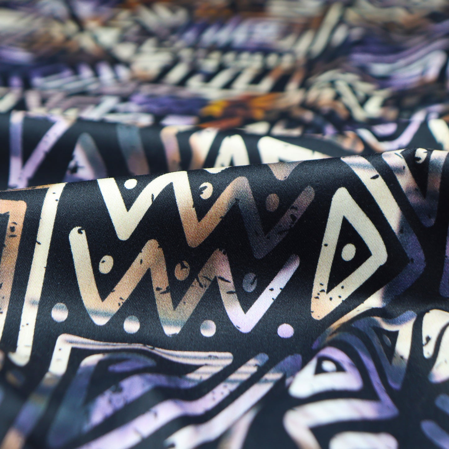 Tribal Geometry Satin Fabric