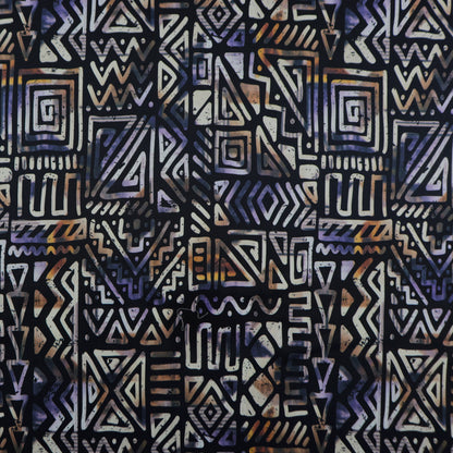 Tribal Geometry Satin Fabric