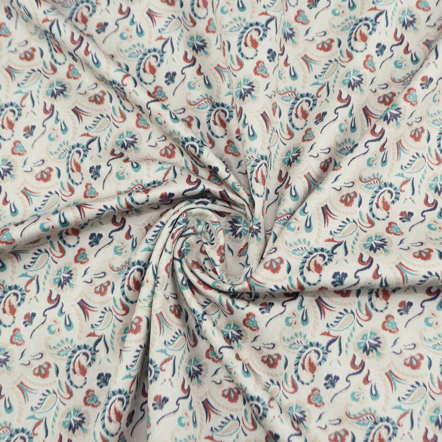 Ornamental Paisley Floral Satin Fabric