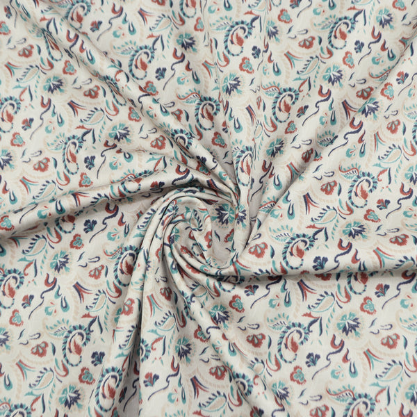 Ornamental Paisley Floral Satin Fabric