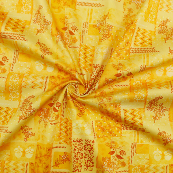 Ornamental Patchwork Floral Satin Fabric