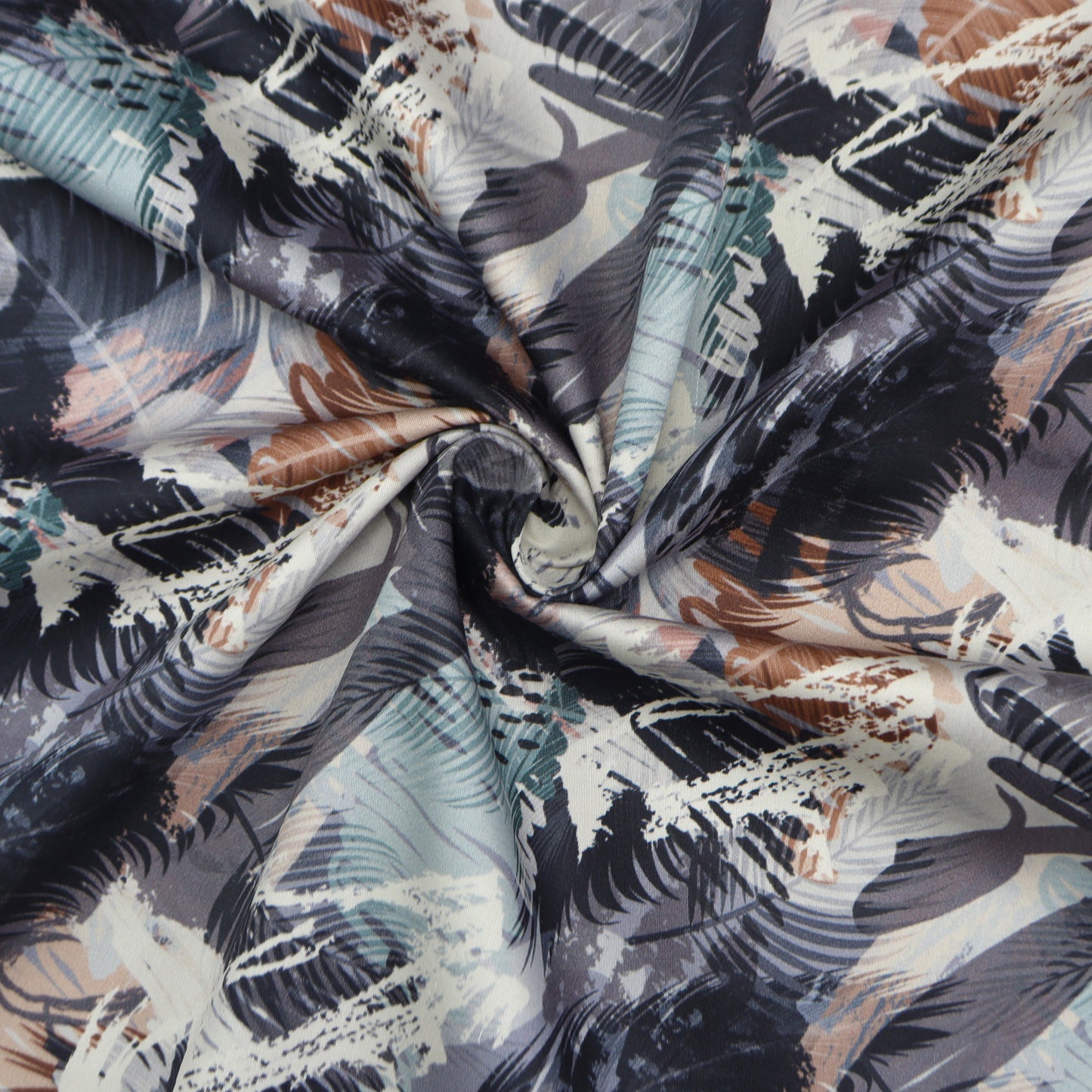 Abstract Brushstroke Satin Fabric