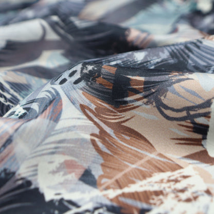 Abstract Brushstroke Satin Fabric