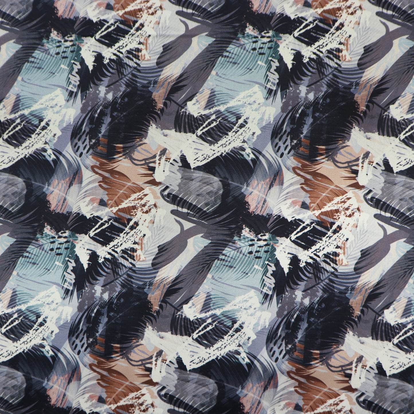 Abstract Brushstroke Satin Fabric