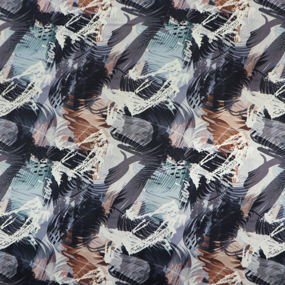 Abstract Brushstroke Satin Fabric