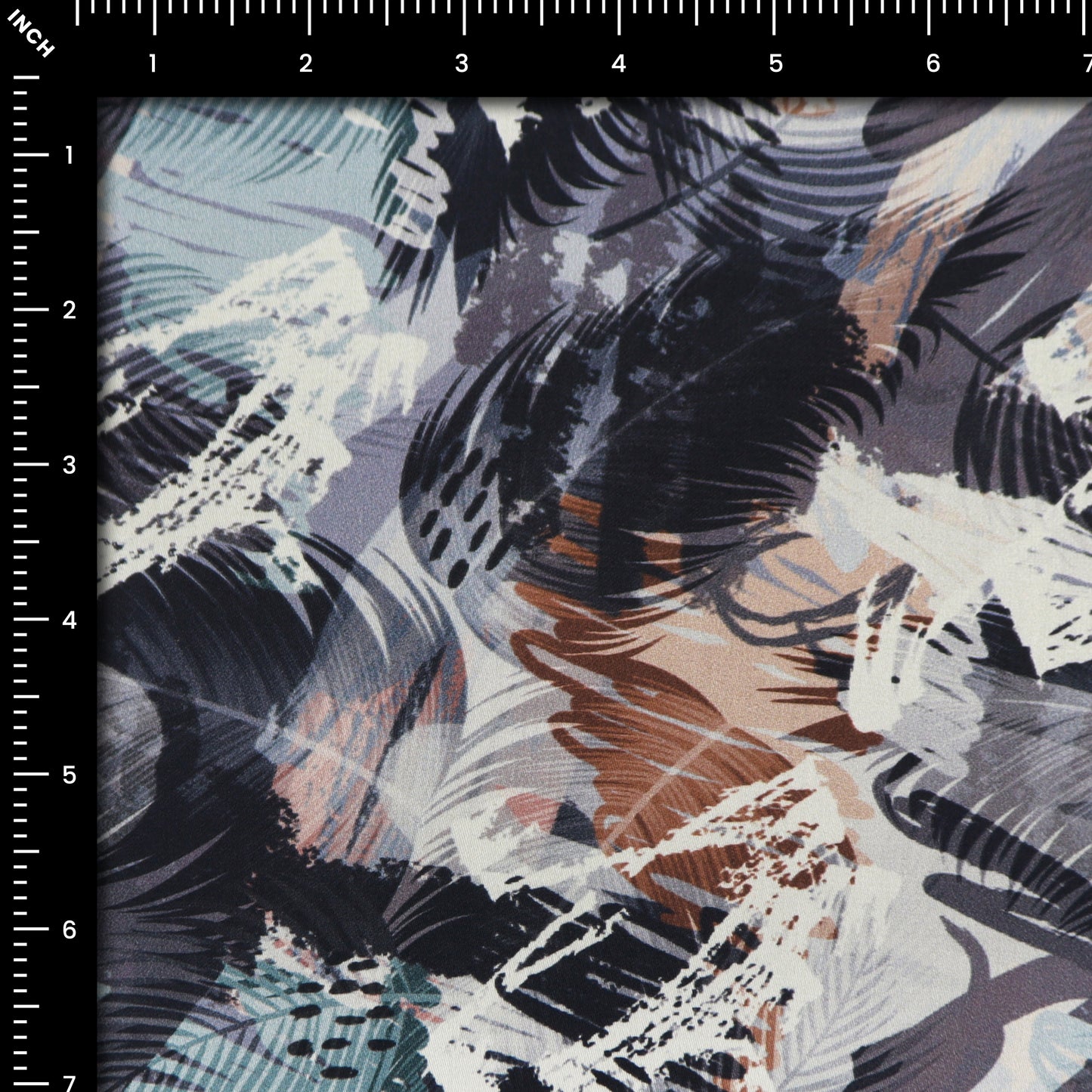 Abstract Brushstroke Satin Fabric